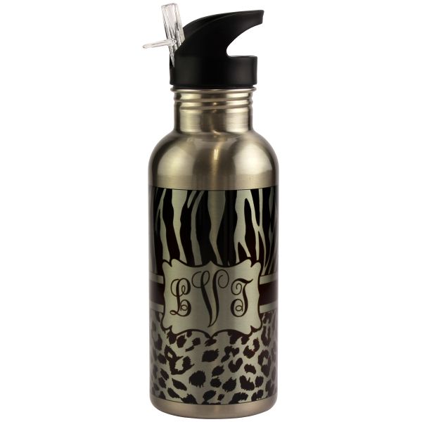 WB003 DyeTransÂ® 600ml Stainless Steel Sublimation Water Bottle with Stem/Straw Top, Silver, 600ml