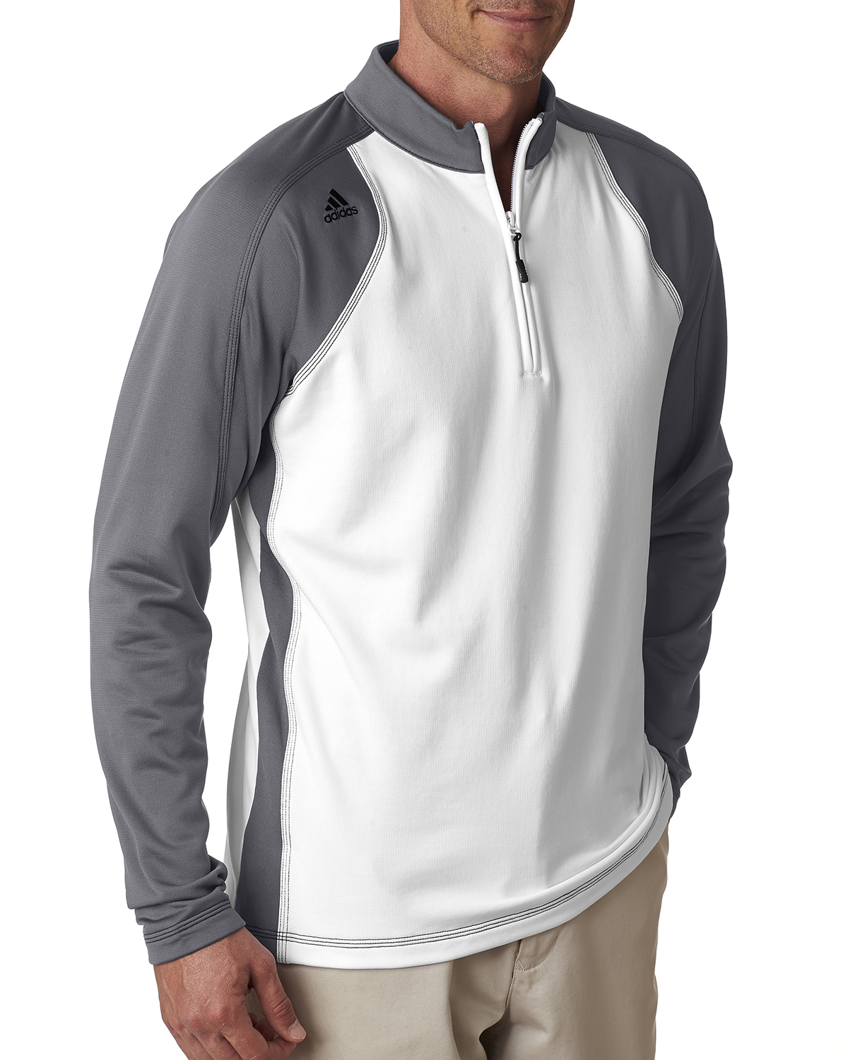 A276 adidas Golf Men\'s climawarm™+ 3-Stripes Colorblock Quarter-Zip Training Top