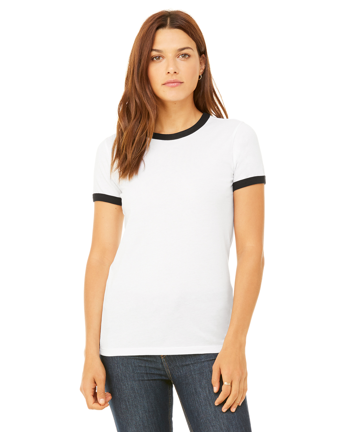 Bella + Canvas Ladies\' Jersey Short-Sleeve Ringer T-Shirt