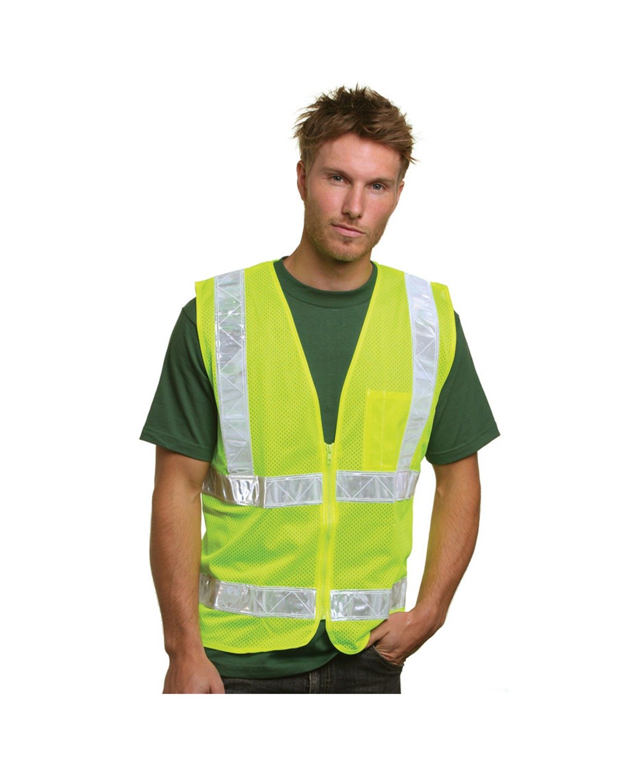 [AB] Bayside Unisex USA Made M2261L/SZ Class 2 Level 2 ANSI High Vis Mesh Safety Vest