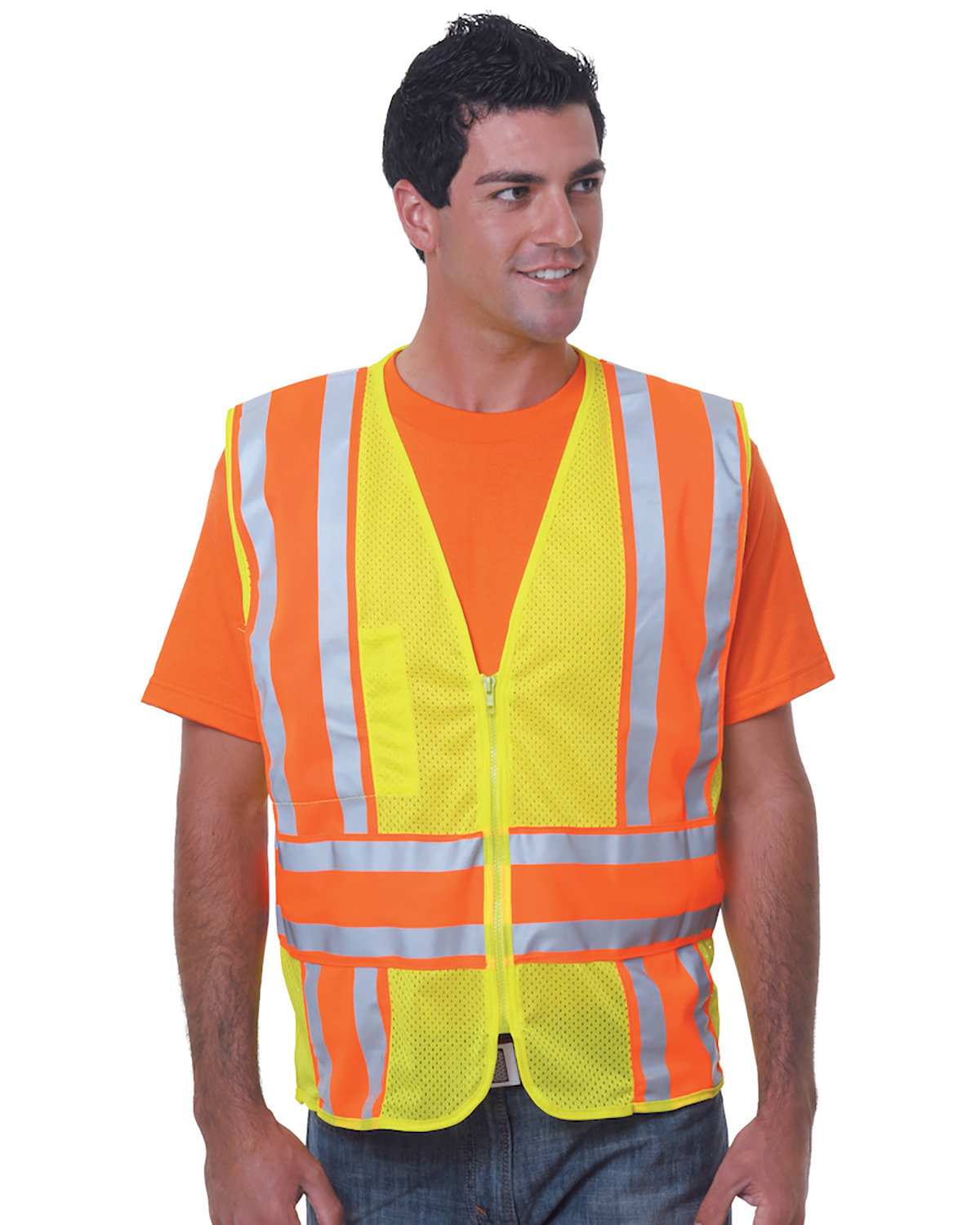 [AB] Bayside Unisex USA Made Class 2 Level 2 ANSI High Vis Mesh Safety Vest