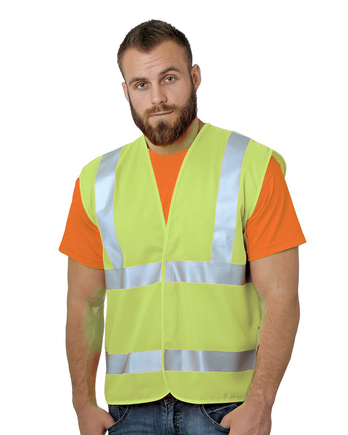 [AB] Bayside Unisex USA Made Class 2 ANSI High Vis Economy Safety Vest