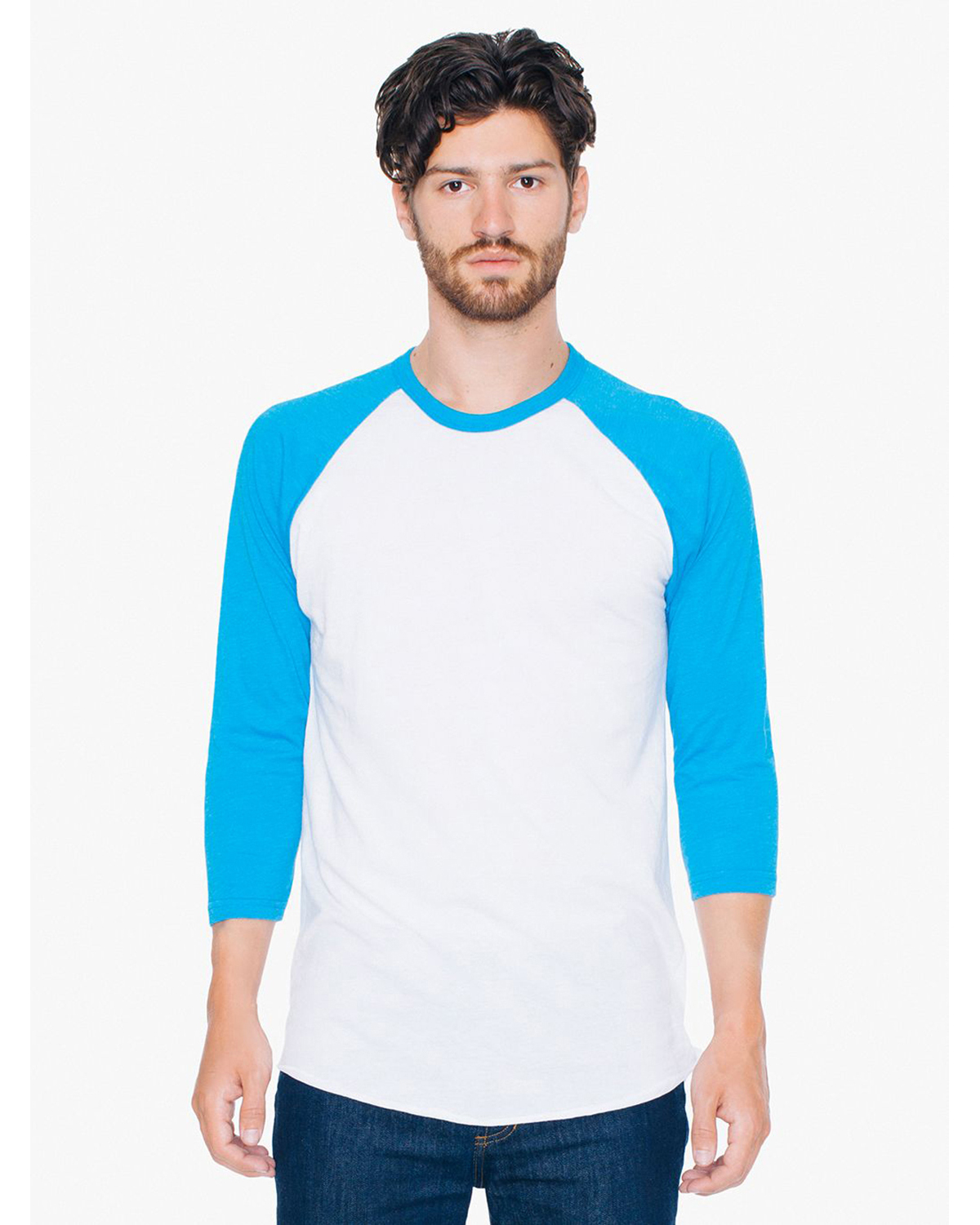 BB453W American Apparel Unisex Poly-Cotton 3/4-Sleeve Raglan T-Shirt