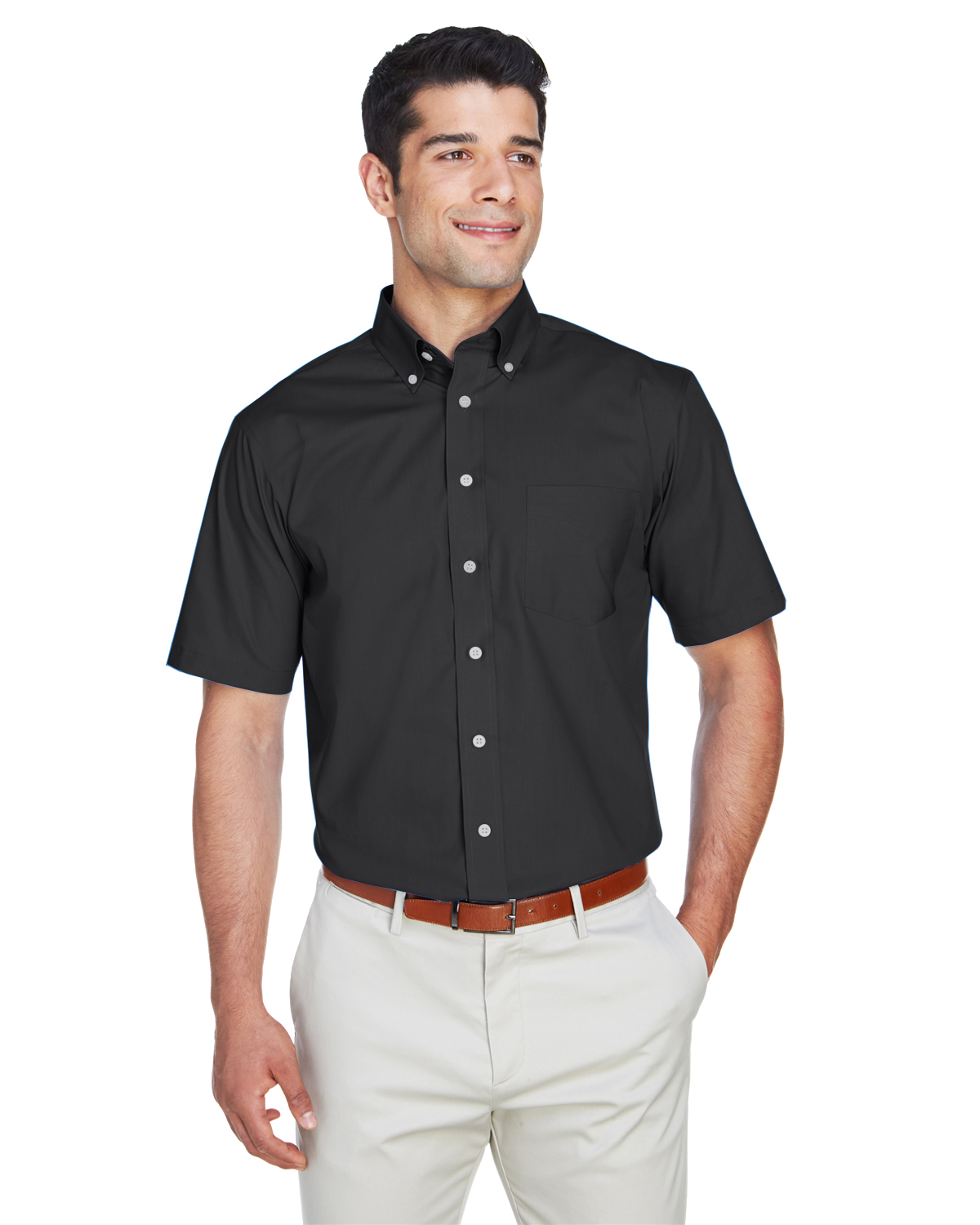 D620S  Devon & Jones Men\'s Crown Woven Collectionâ„¢ Solid Broadcloth Short-Sleeve Shirt