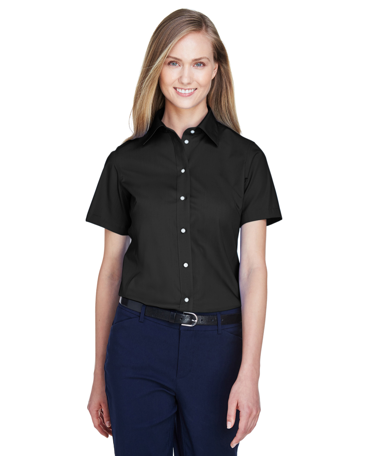 D620SW Devon & Jones Ladies\' Crown Woven Collection™ Solid Broadcloth Short-Sleeve Shirt