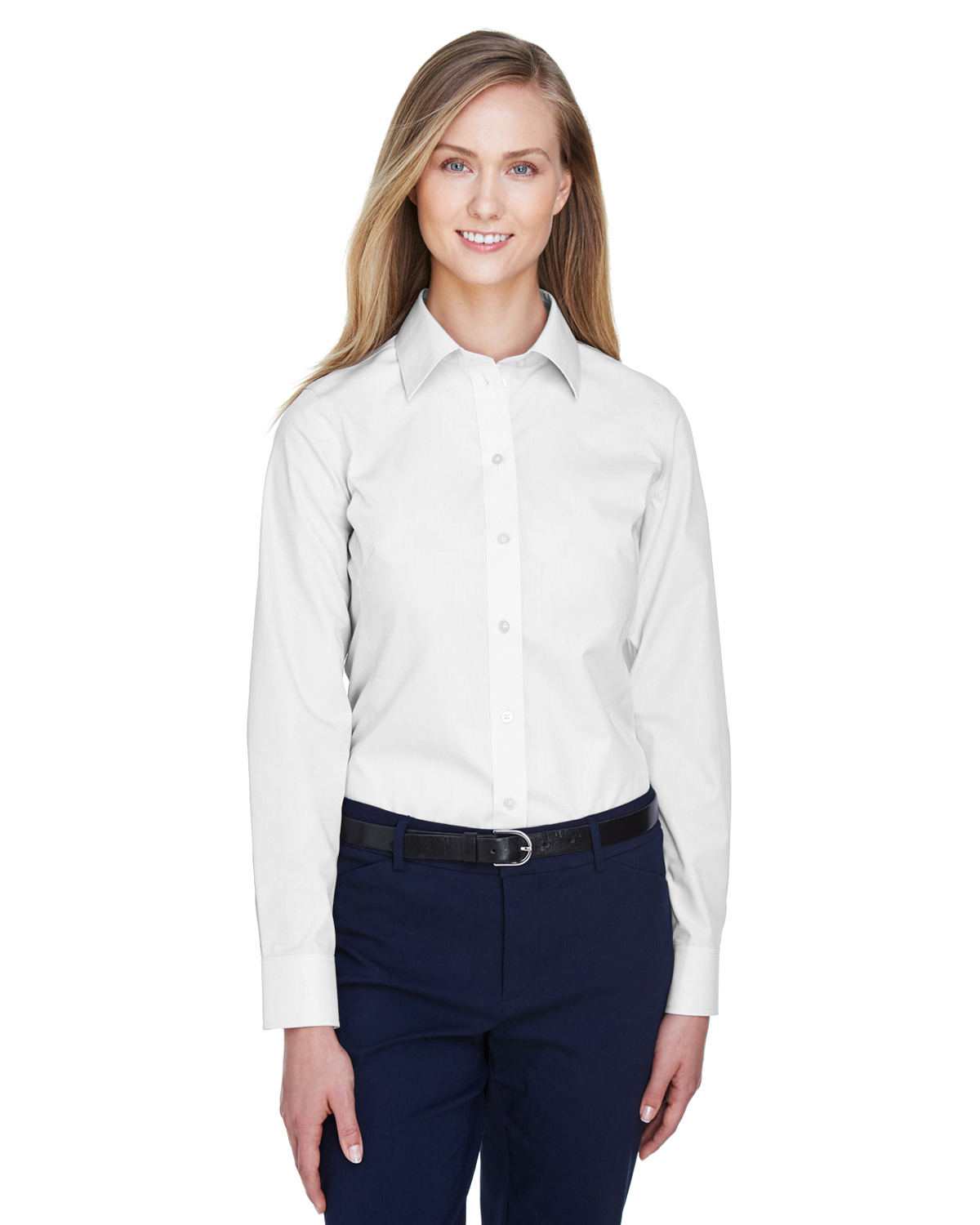 Harriton M581W Ladies' Foundation 100% Cotton Long-Sleeve Twill Shirt with  Teflon™ 