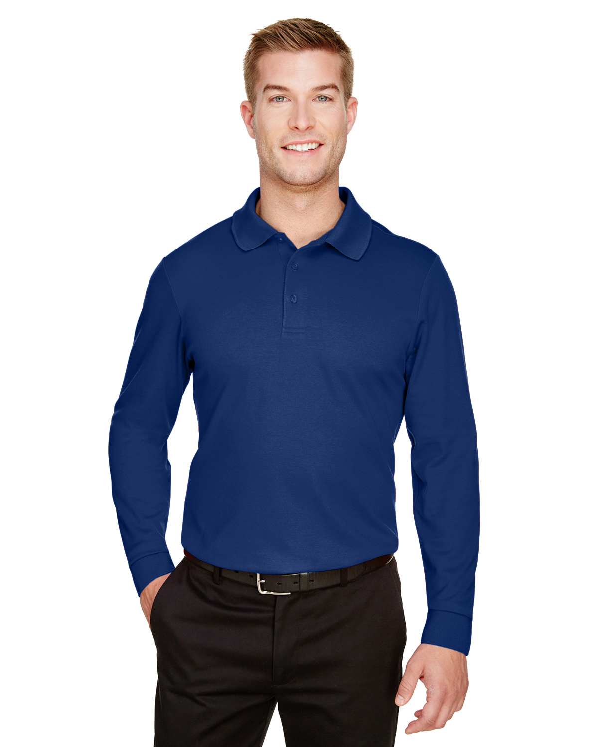 DG20LT Devon & Jones CrownLux Performanceâ„¢ Men\'s Tall Plaited Long Sleeve Polo