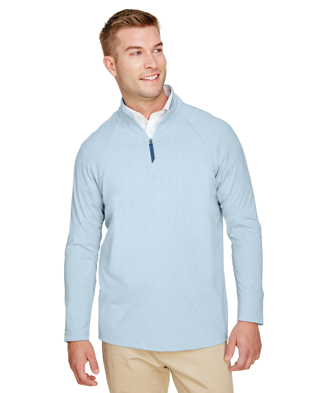 DG480 Devon & Jones CrownLux Performanceâ„¢ Men\'s Clubhouse Micro-Stripe Quarter-Zip