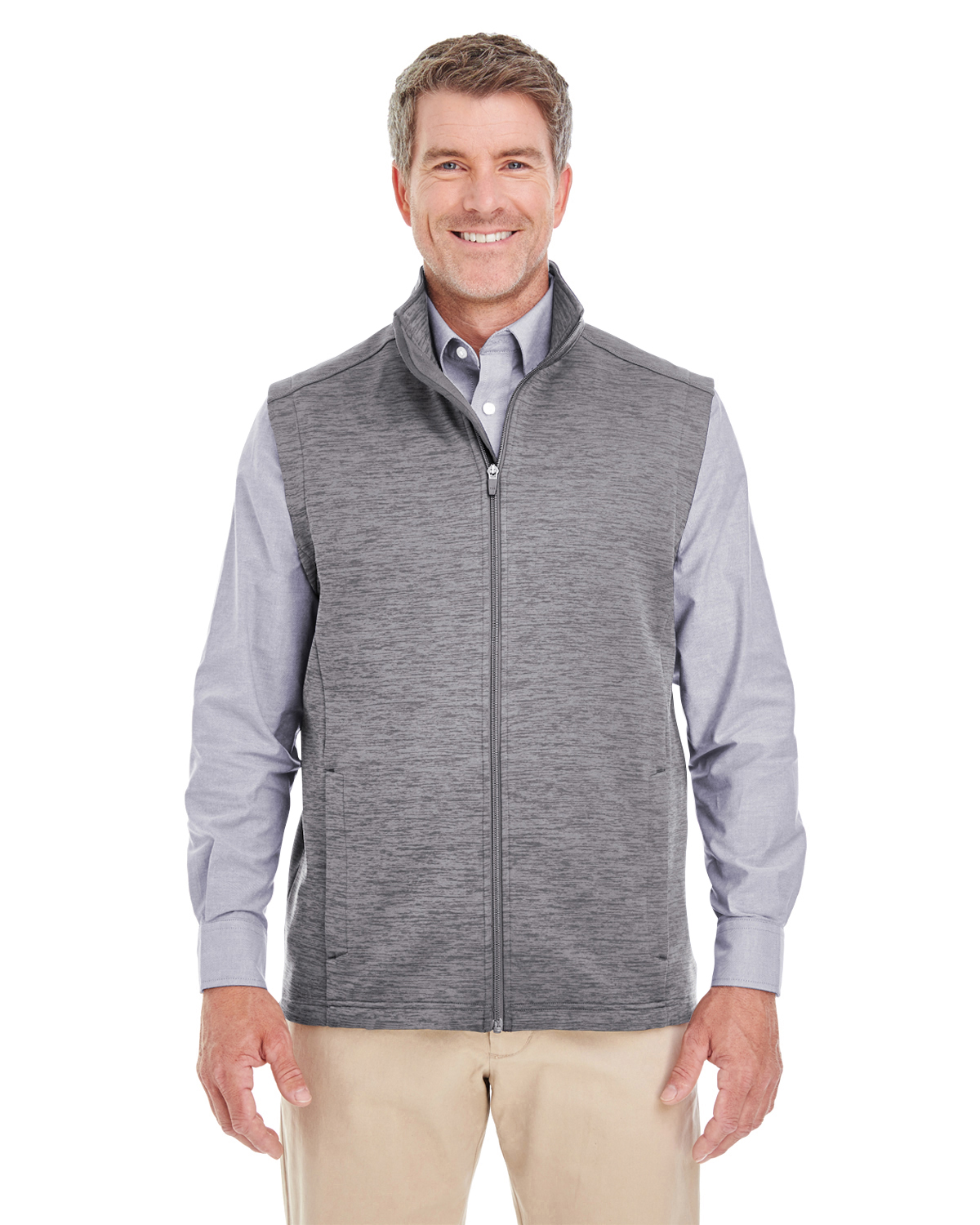 DG797 Devon & Jones Men\'s Newbury Mélange Fleece Vest