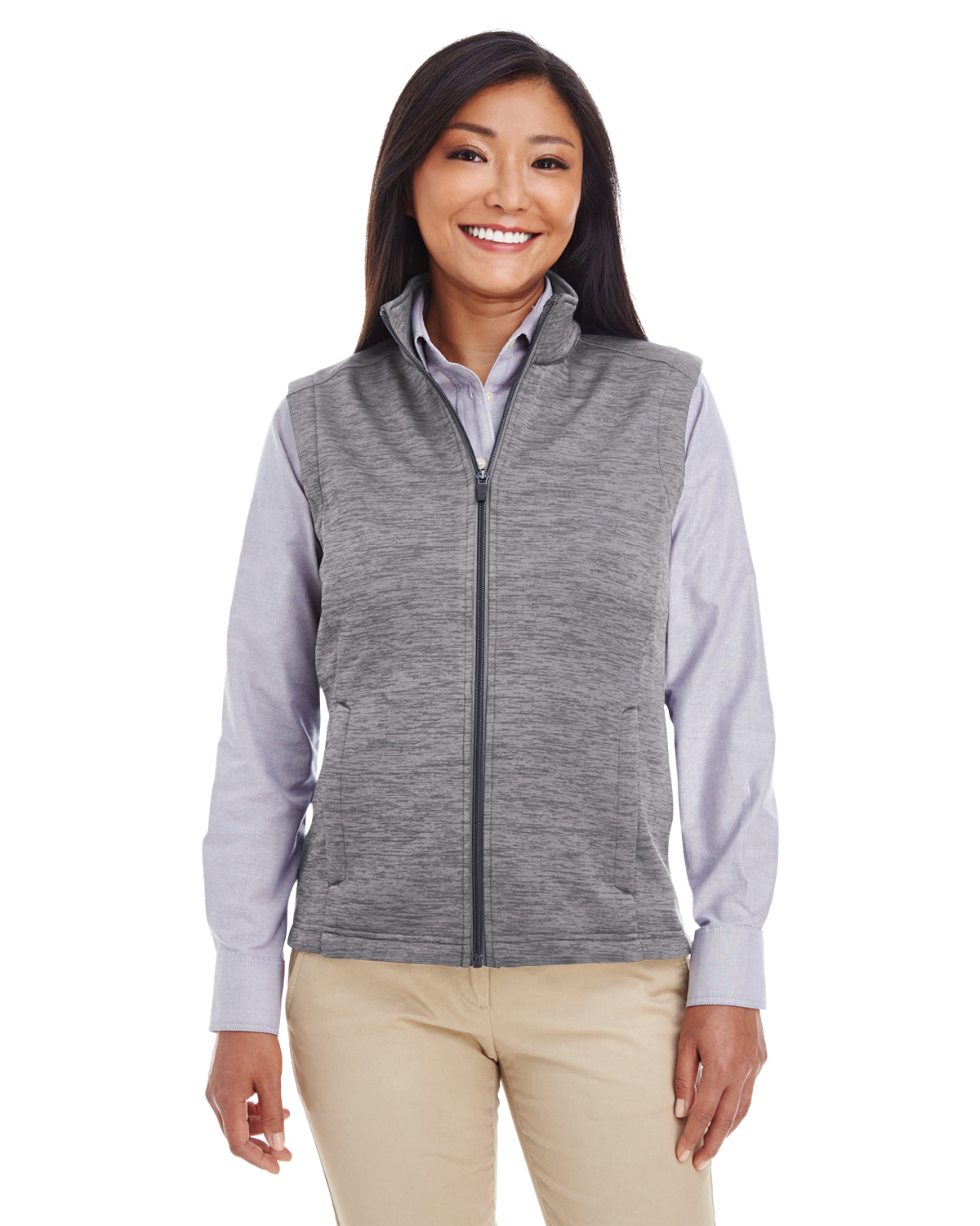 DG797W Devon & Jones Ladies\' Newbury Mélange Fleece Vest