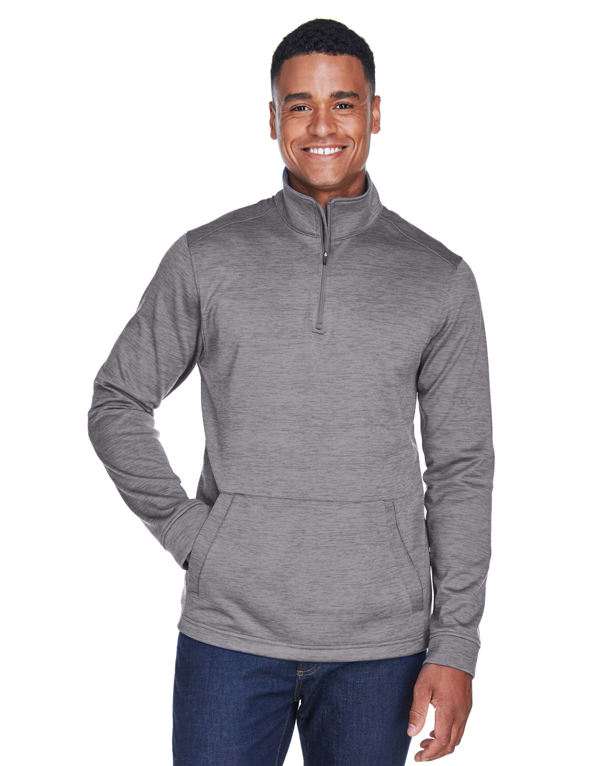 DG798 Devon & Jones Men\'s Newbury MÃ©lange Fleece Quarter-Zip