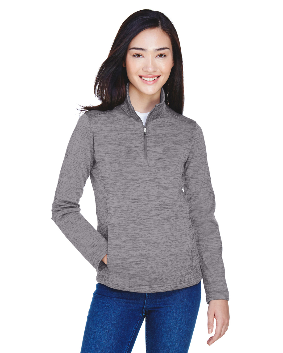 DG798W Devon & Jones Ladies\' Newbury MÃ©lange Fleece Quarter-Zip