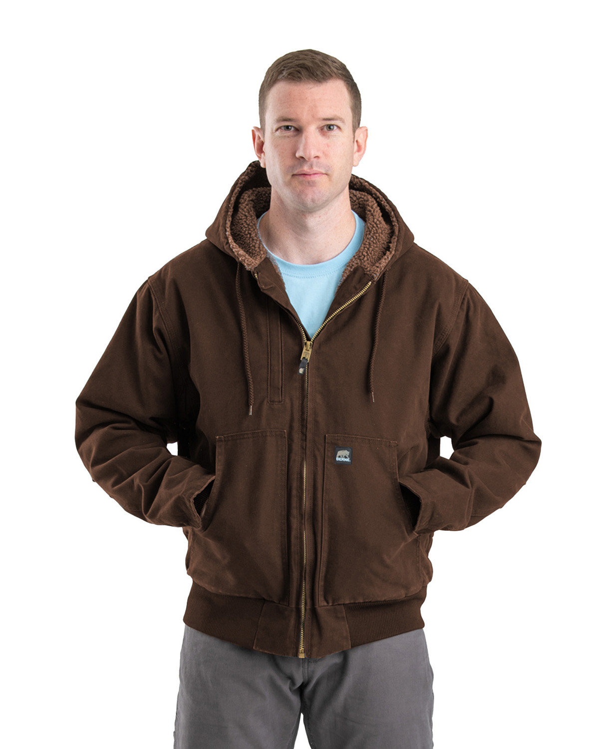 [AB] Berne Men's Highland Flex180® Washed Duck Hooded Work Jacket