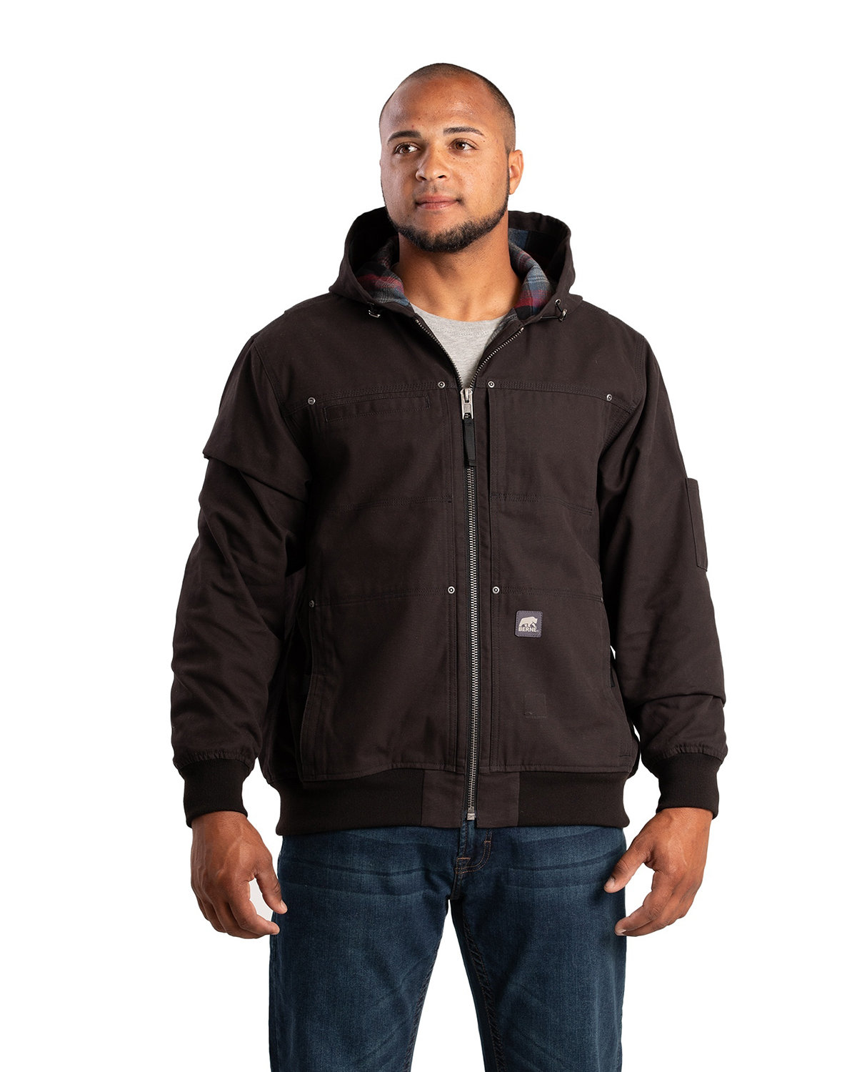 [AB] Berne Men's Heartland Duck Flannel-Lined Hooded Jacket