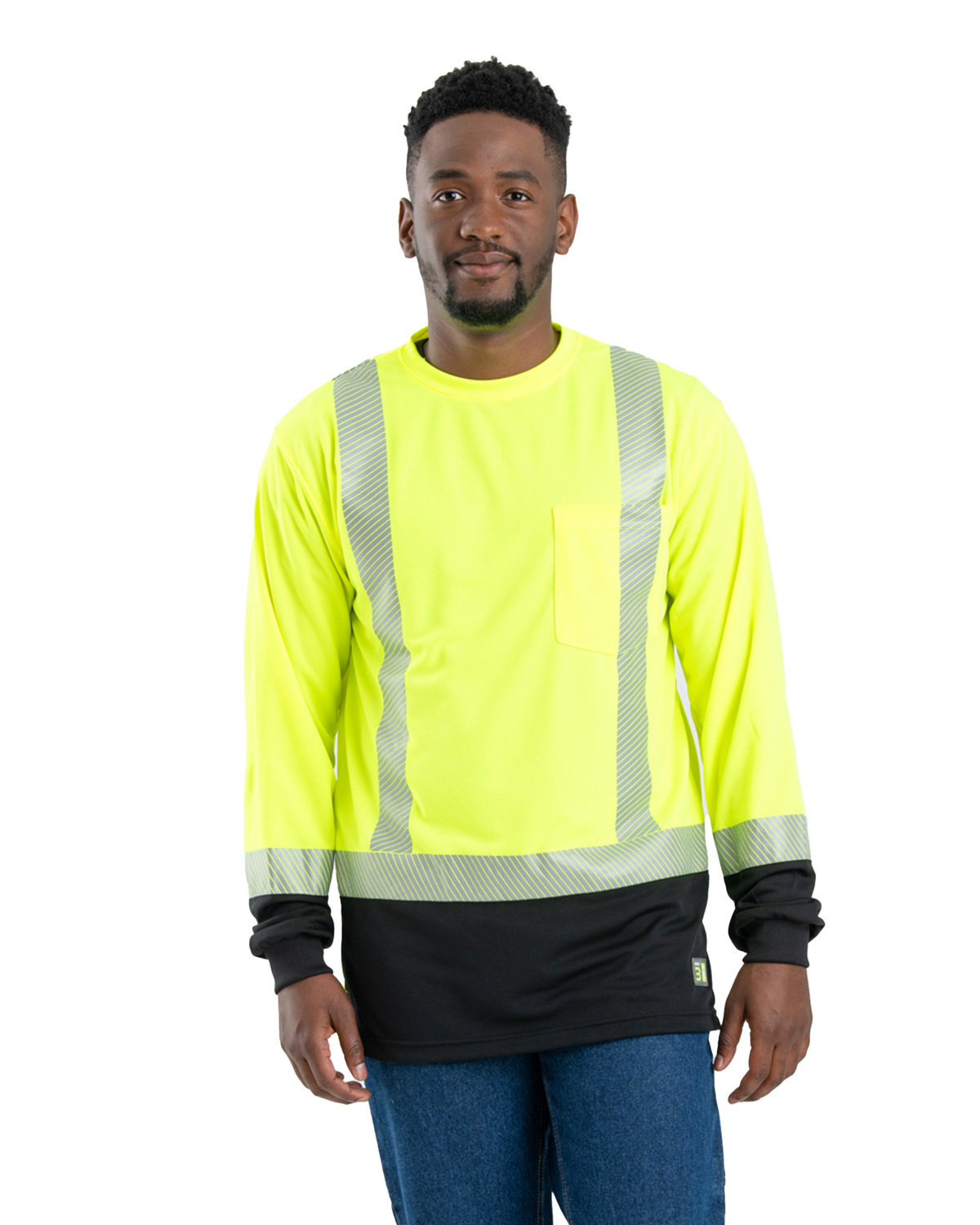 [AB] Berne Men's Hi-Vis Class 3 Color Blocked Long-Sleeve T-Shirt