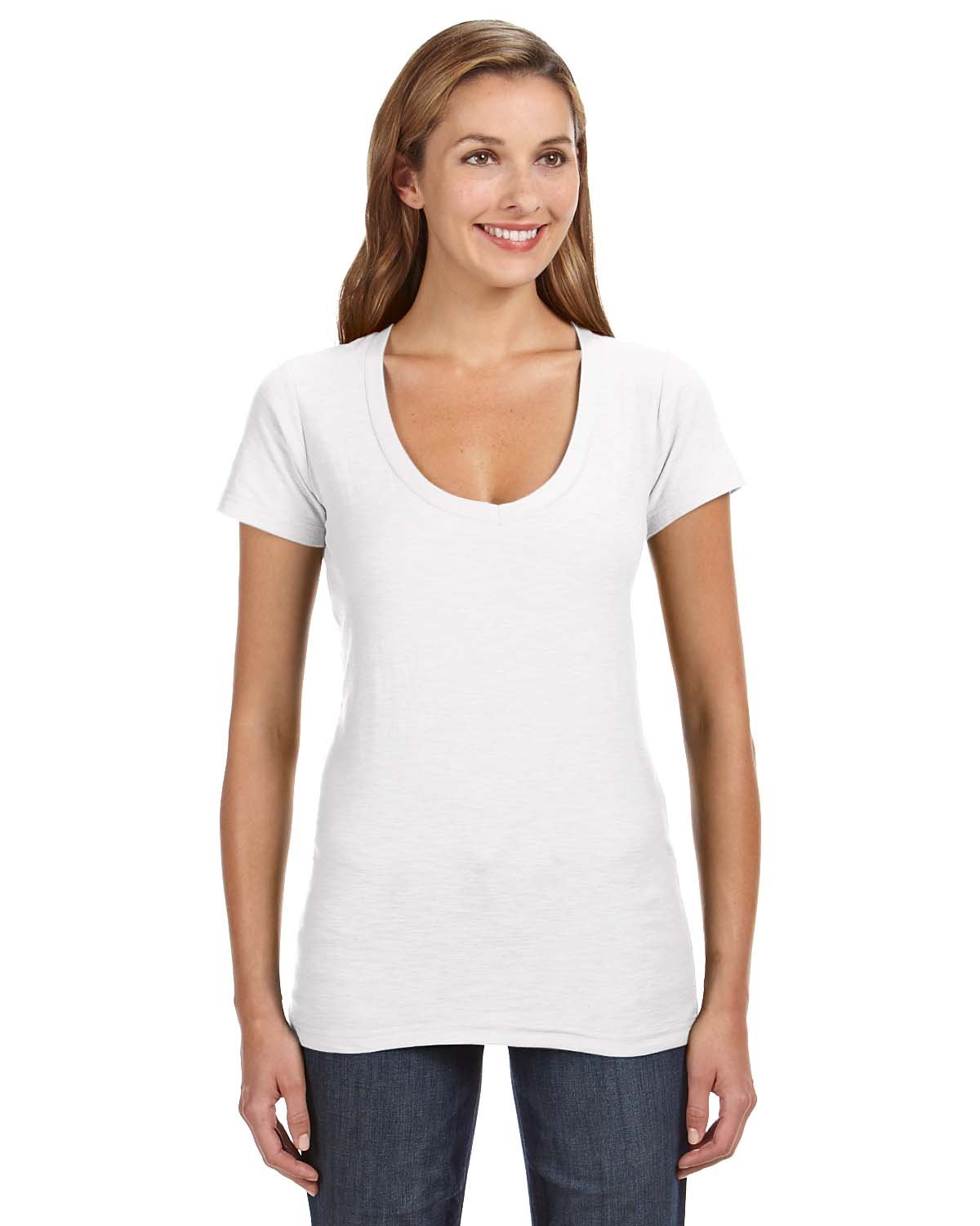 [AB] J America Ladies' V-Neck Slub T-Shirt