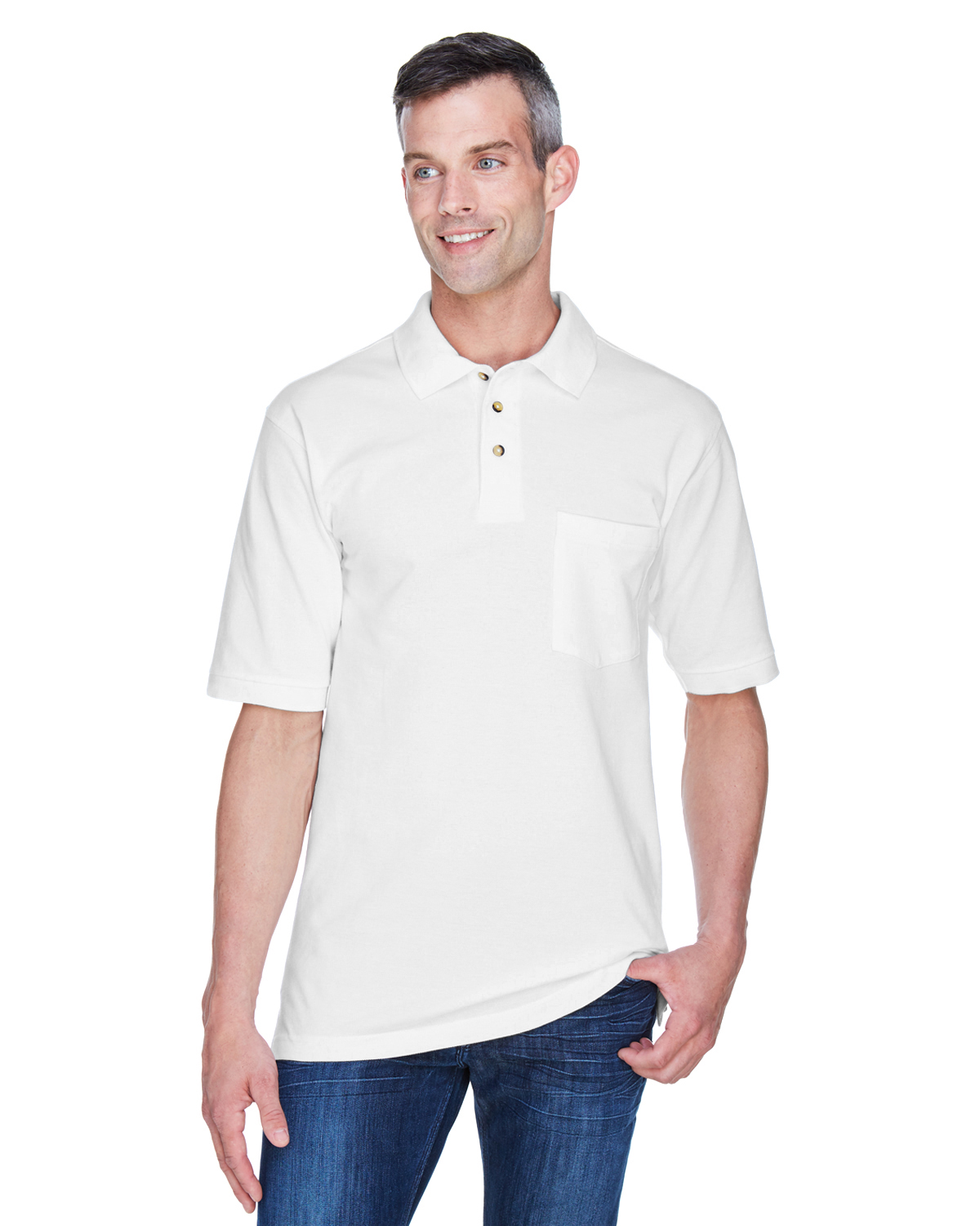 Harriton Adult 6 oz. Ringspun Cotton Piqué Short-Sleeve Pocket Polo