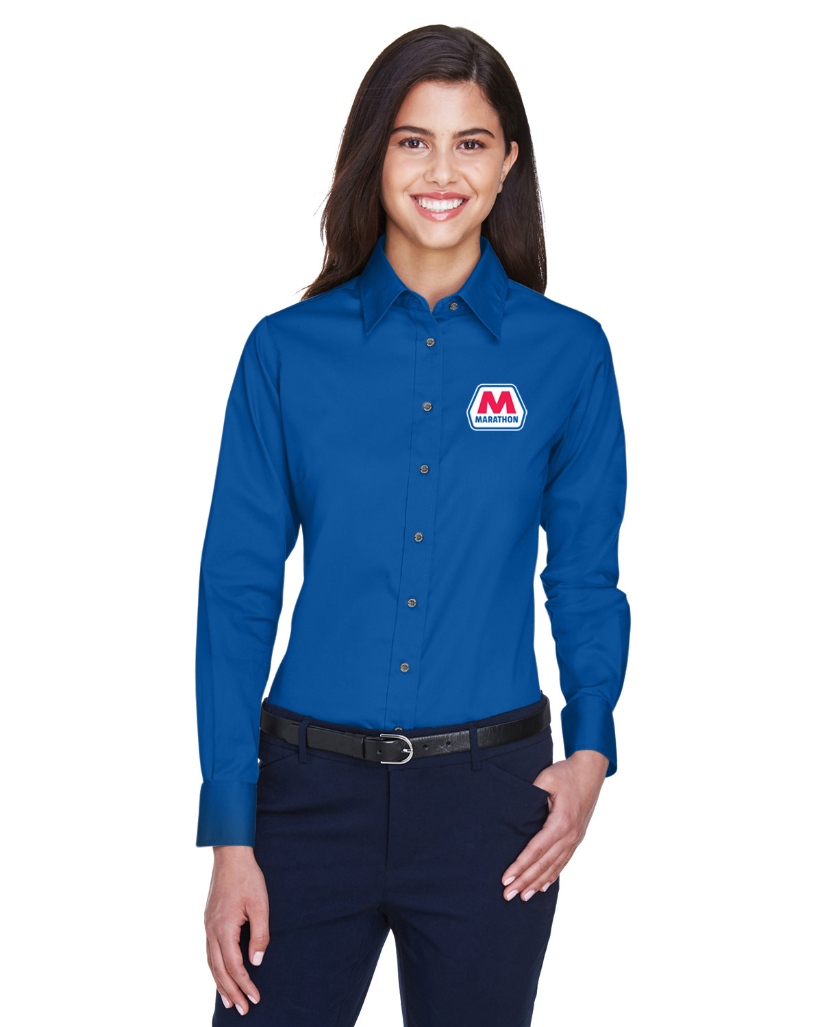 M500W Marathon Ladies\' Easy Blendâ„¢ Long-Sleeve Twill Shirt with Stain-Release