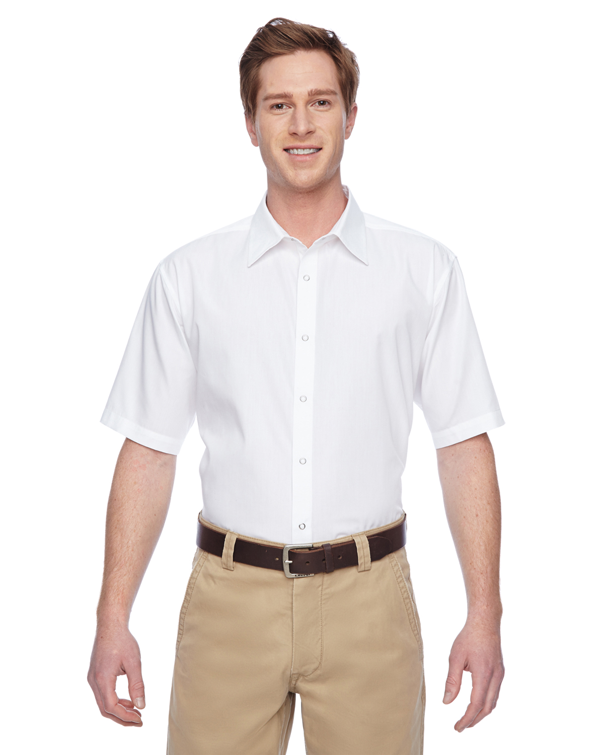Harriton Men\'s Advantage Snap Closure Short-Sleeve Shirt