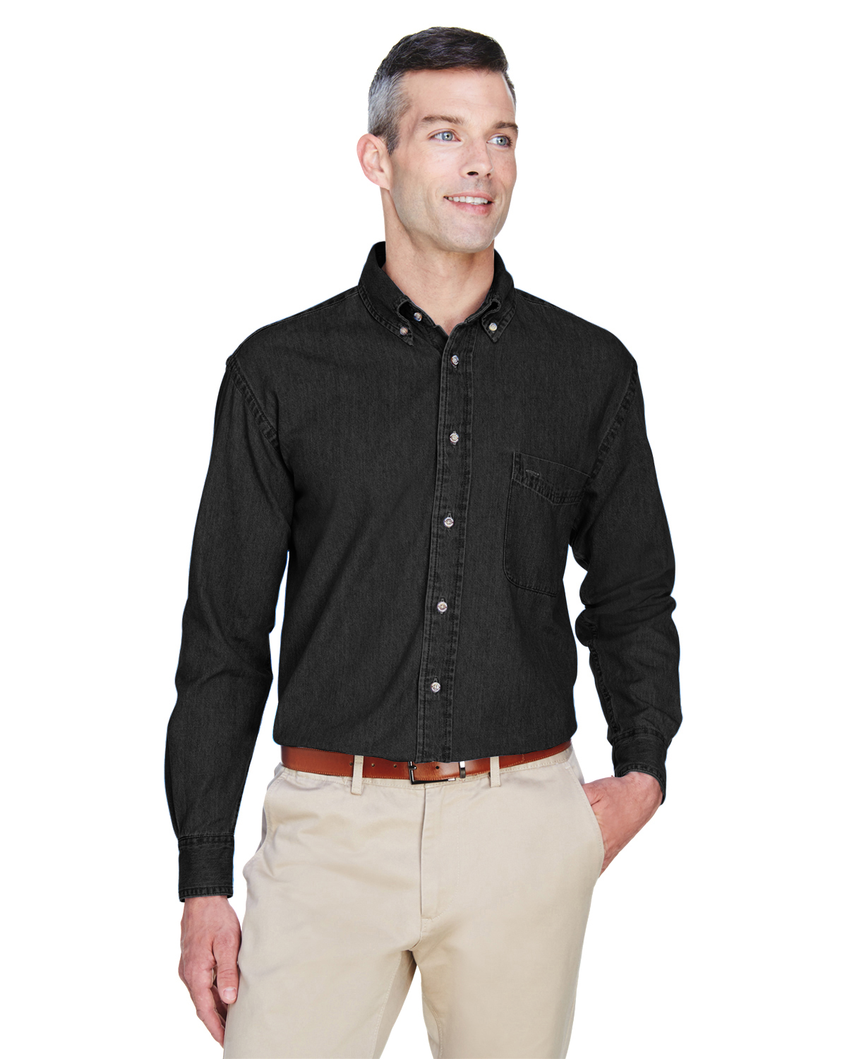 Harriton Men\'s 6.5 oz. Long-Sleeve Denim Shirt