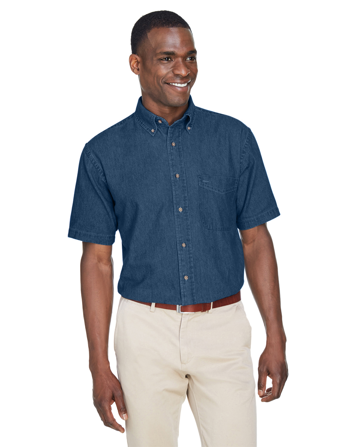 Harriton Men\'s 6.5 oz. Short-Sleeve Denim Shirt