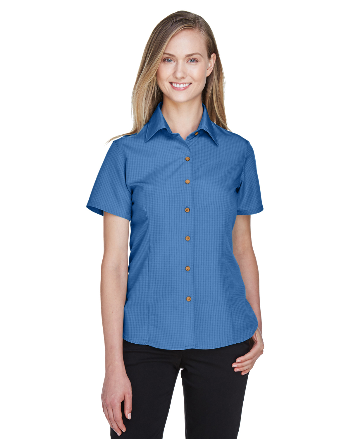 Harriton Ladies\' Barbados Textured Camp Shirt