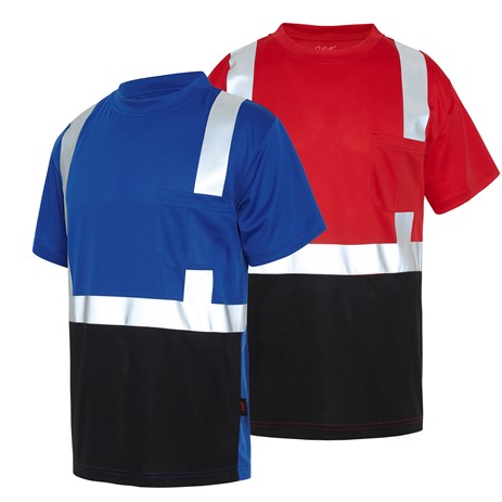 NON-ANSI MULTI COLOR SHORT SLEEVE SAFETY T-SHIRT WITH BLACK BOTTOM