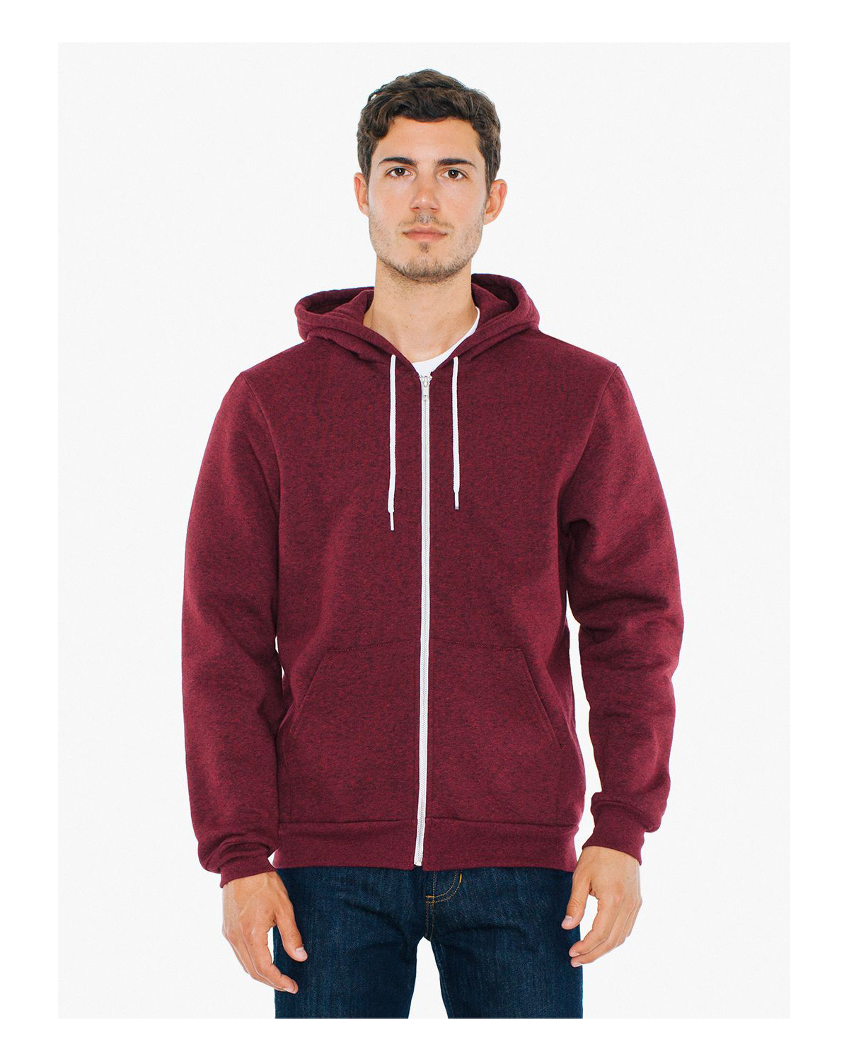 MT497W American Apparel Unisex Salt And Pepper Hooded Zip Sweatshirt