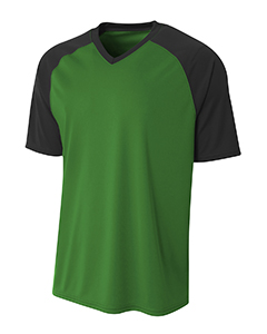N3373 A4 Adult Polyester V-Neck Strike Jersey with Contrast Sleeve