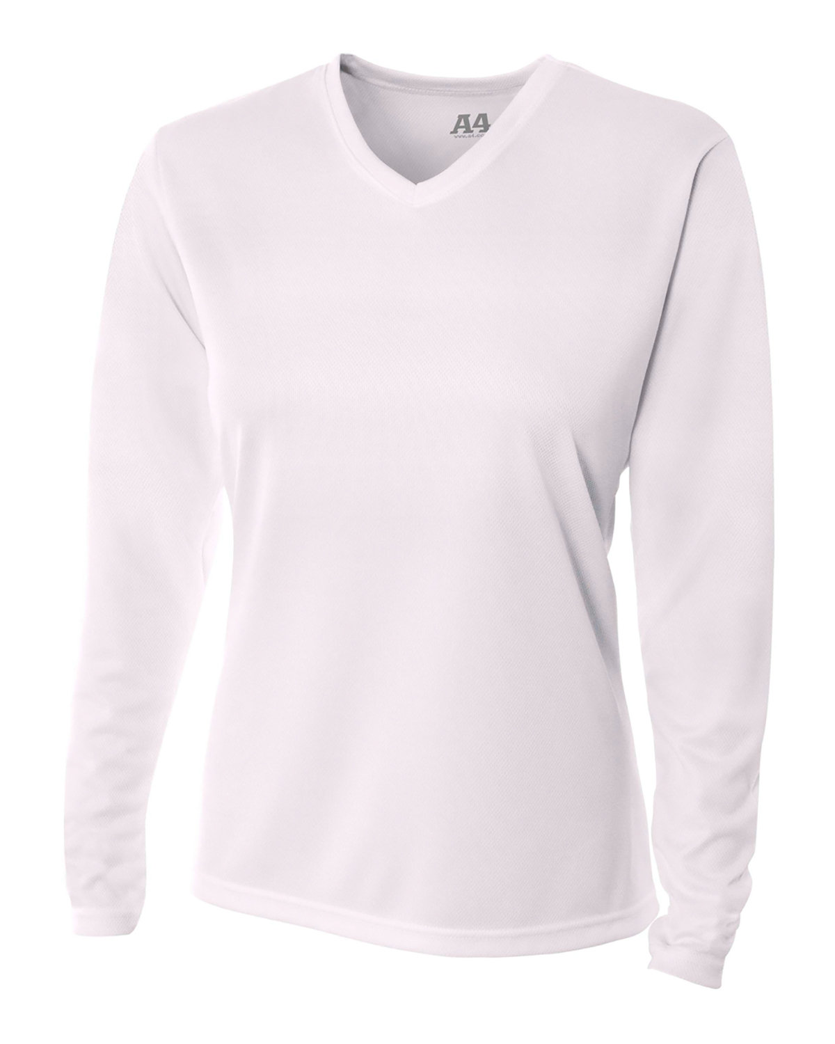 [AB] A4 Ladies' Birds-Eye Mesh Long Sleeve V-Neck T-Shirt