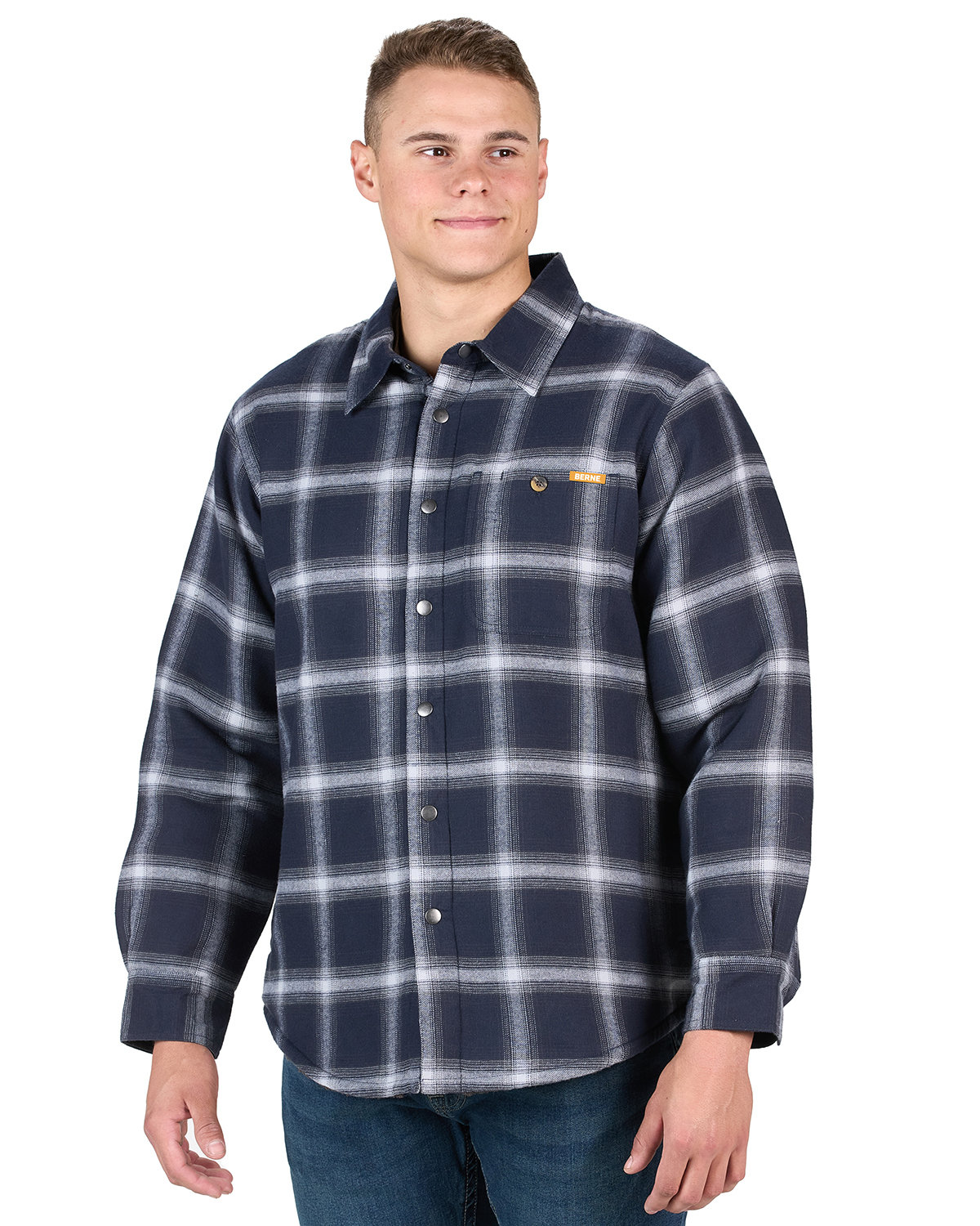 [AB] Berne Men's Heartland Sherpa-Lined Flannel Shirt Jacket