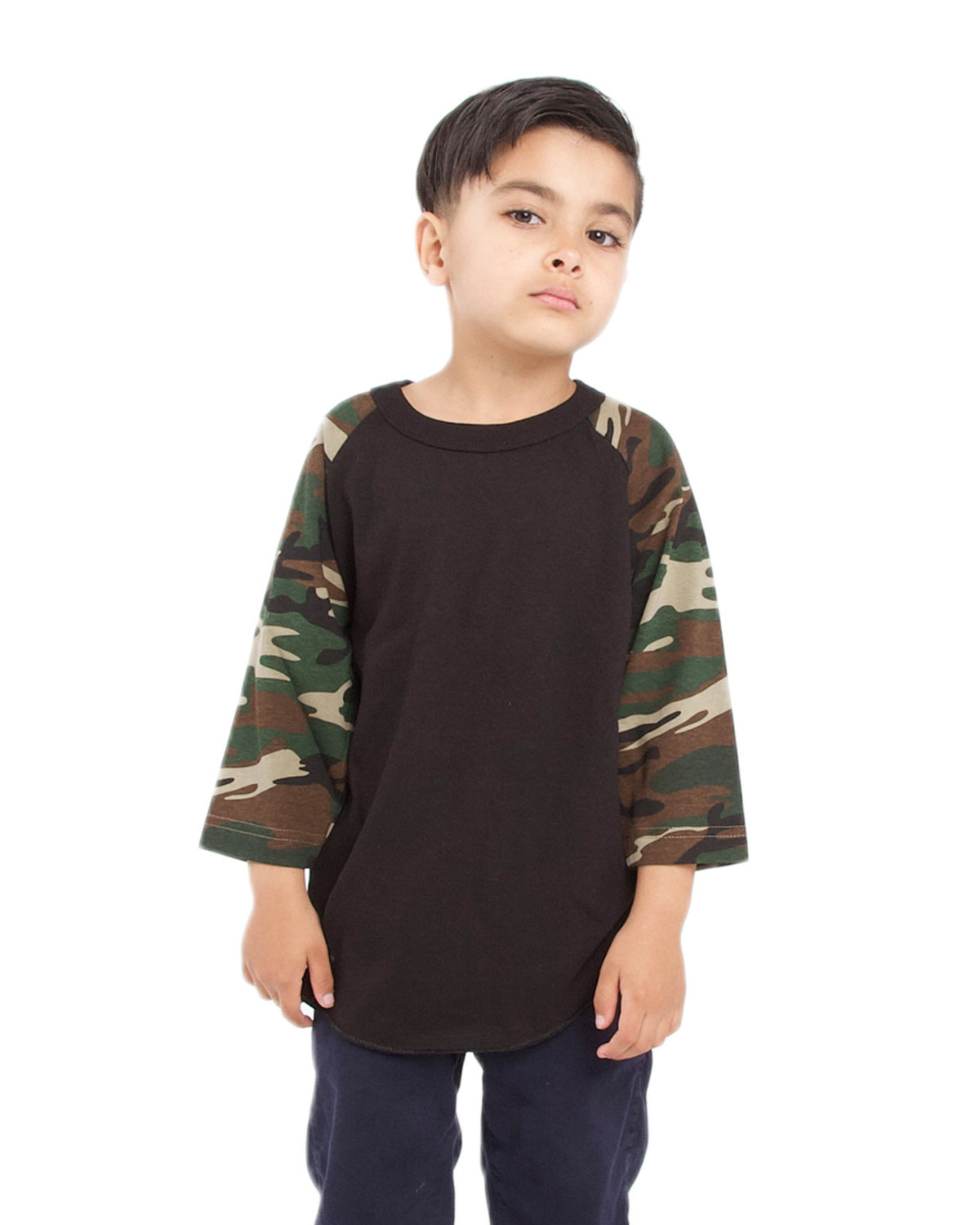 [AB] Shaka Wear Youth Three-Quarter Sleeve Camo Raglan T-Shirt