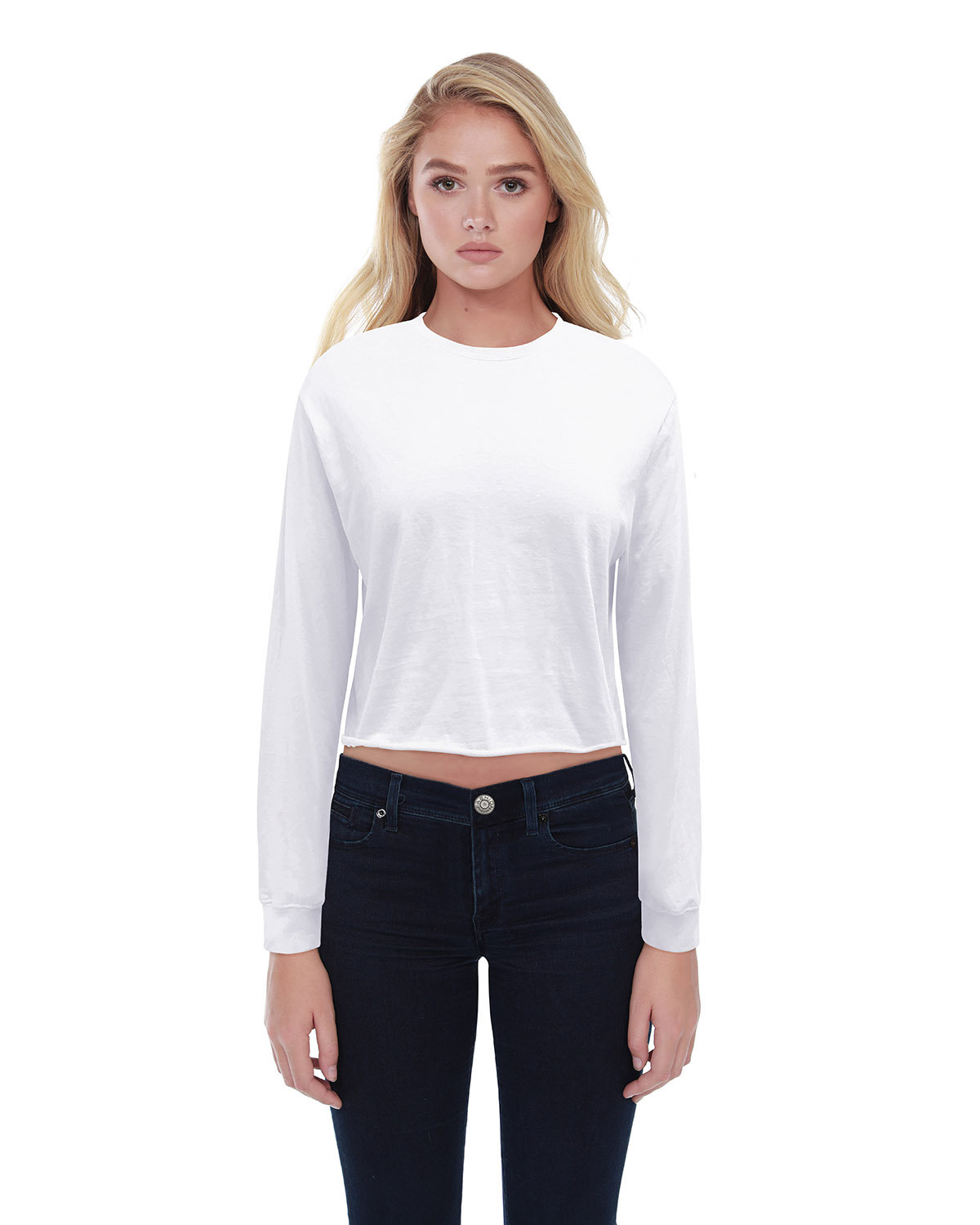 [AB] StarTee Ladies' Long-Sleeve Crop Boyfriend T-Shirt