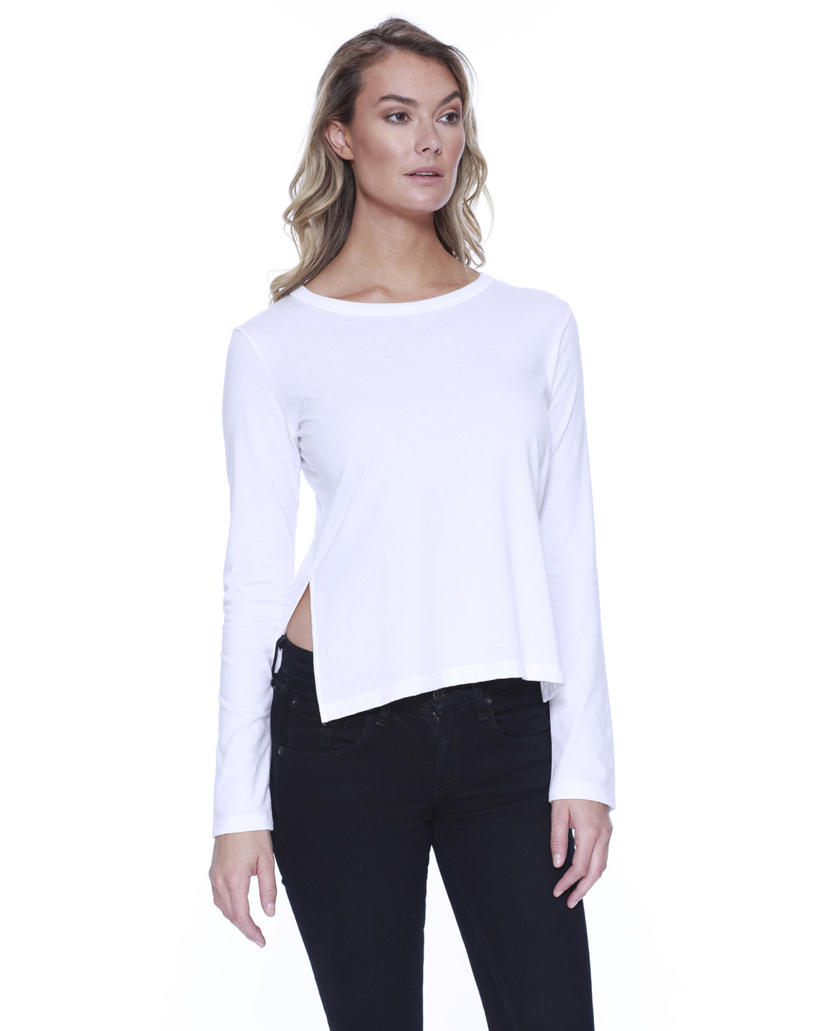 [AB] StarTee Ladies' CVC High Low Long-Sleeve T-Shirt