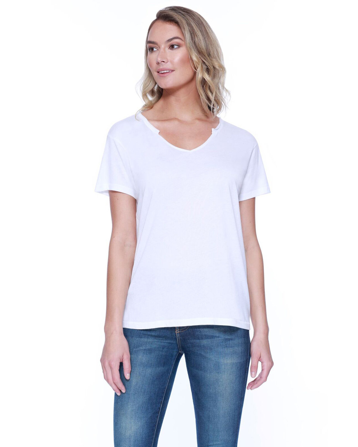 [AB] StarTee Ladies' Cotton/Modal Open V-Neck T-Shirt