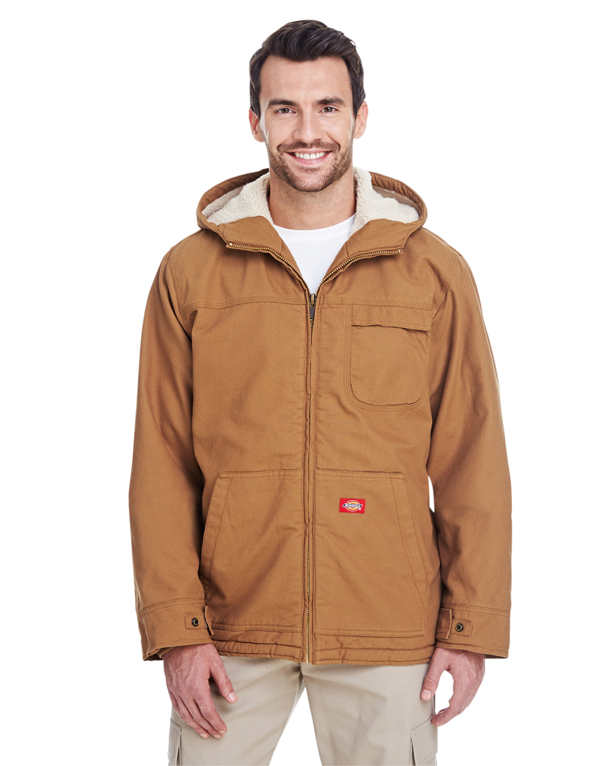 TJ350 Dickies 8.5 oz. Sanded Duck Sherpa Lined Hooded Jacket