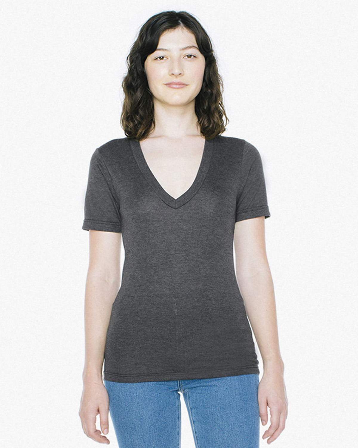American Apparel Unisex Tri-Blend Short-Sleeve Deep V-Neck T-Shirt