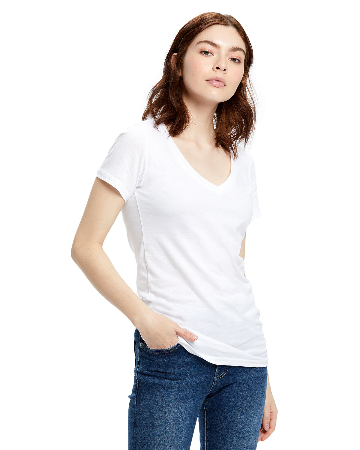 [AB] US Blanks Ladies' USA Made V-Neck T-Shirt