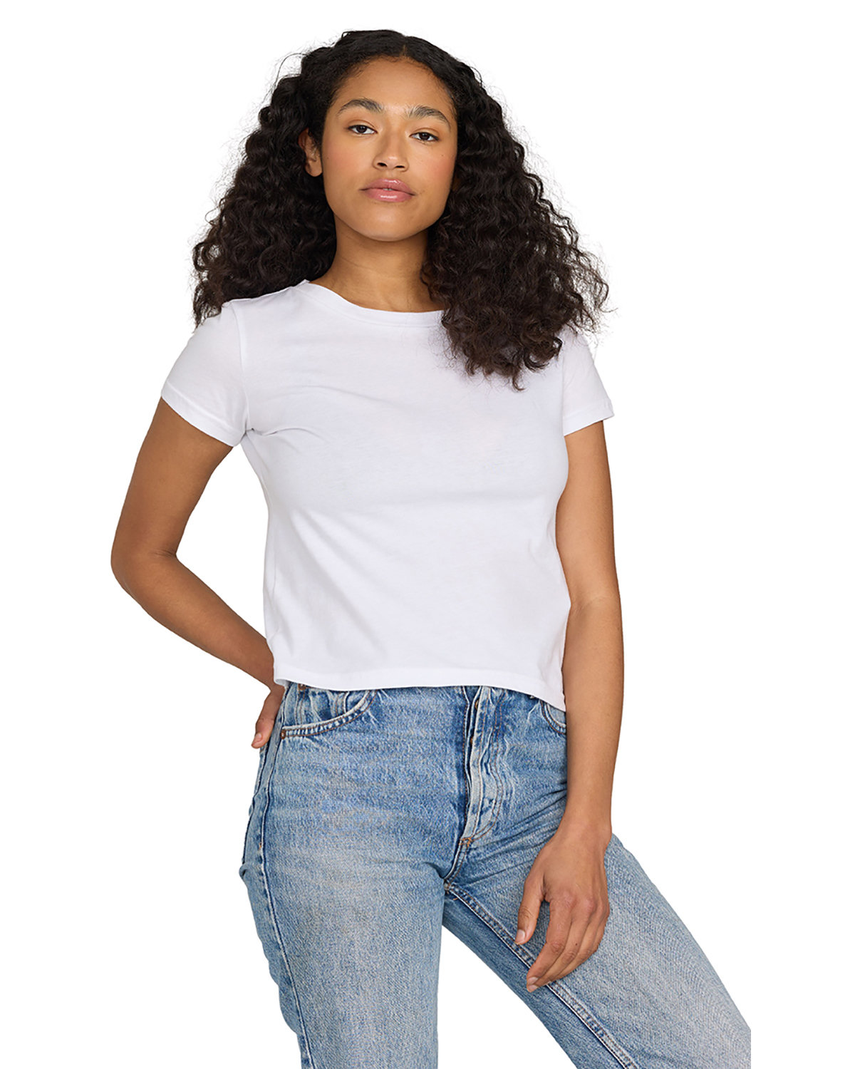 [AB] US Blanks Ladies' USA Made Organic Cotton Rib Crop T-Shirt