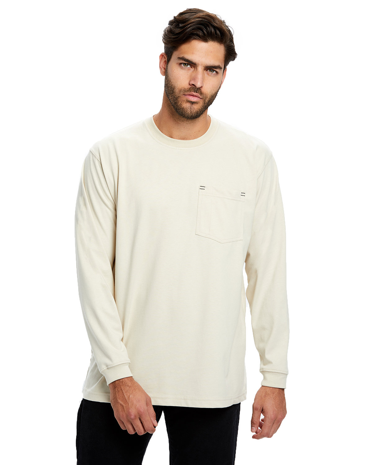 [AB] US Blanks Men's USA Made Flame Resistant Long-Sleeve Pocket T-Shirt