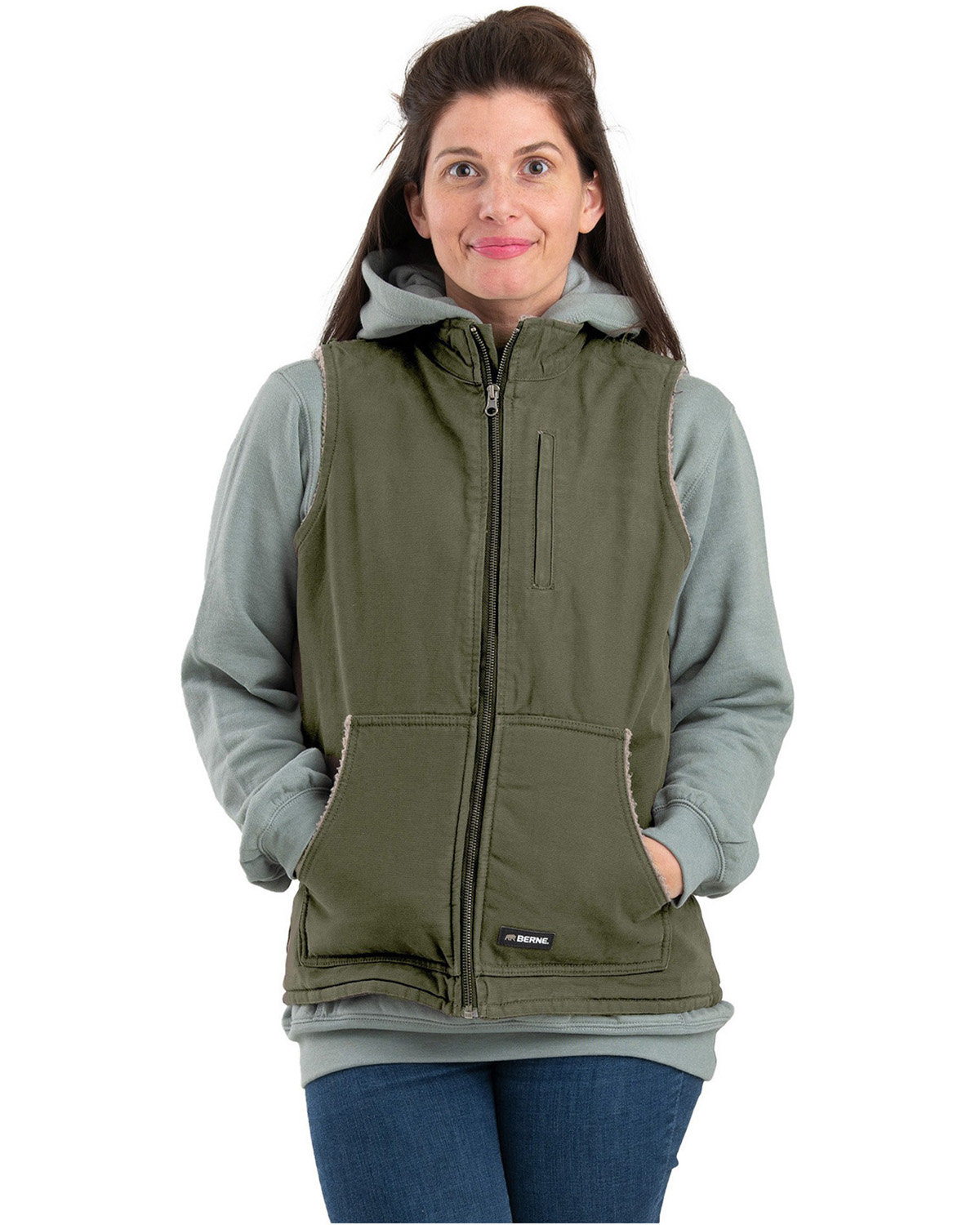 [AB] Berne Ladies' Sherpa-Lined Softstone Duck Vest